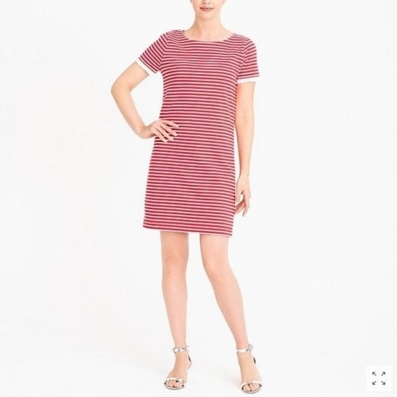 🎉HP🎉 J.Crew Factory Striped Poplin-Trimmed Dress Sz XXS - Picture 2 of 8